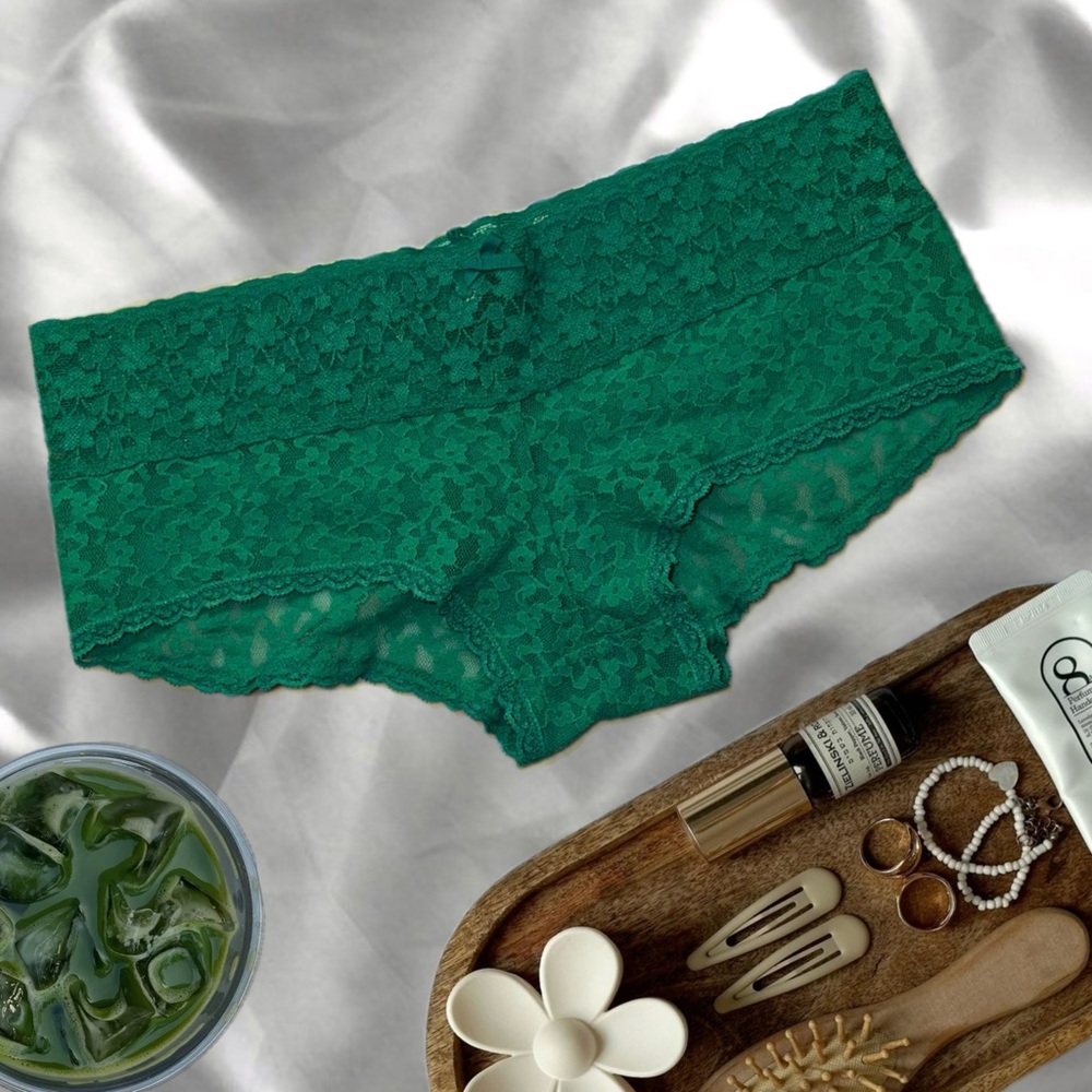 Gilly Hicks Lace Shorty Panty NWT Teal Green Cheeky Floral Lace Sydney
